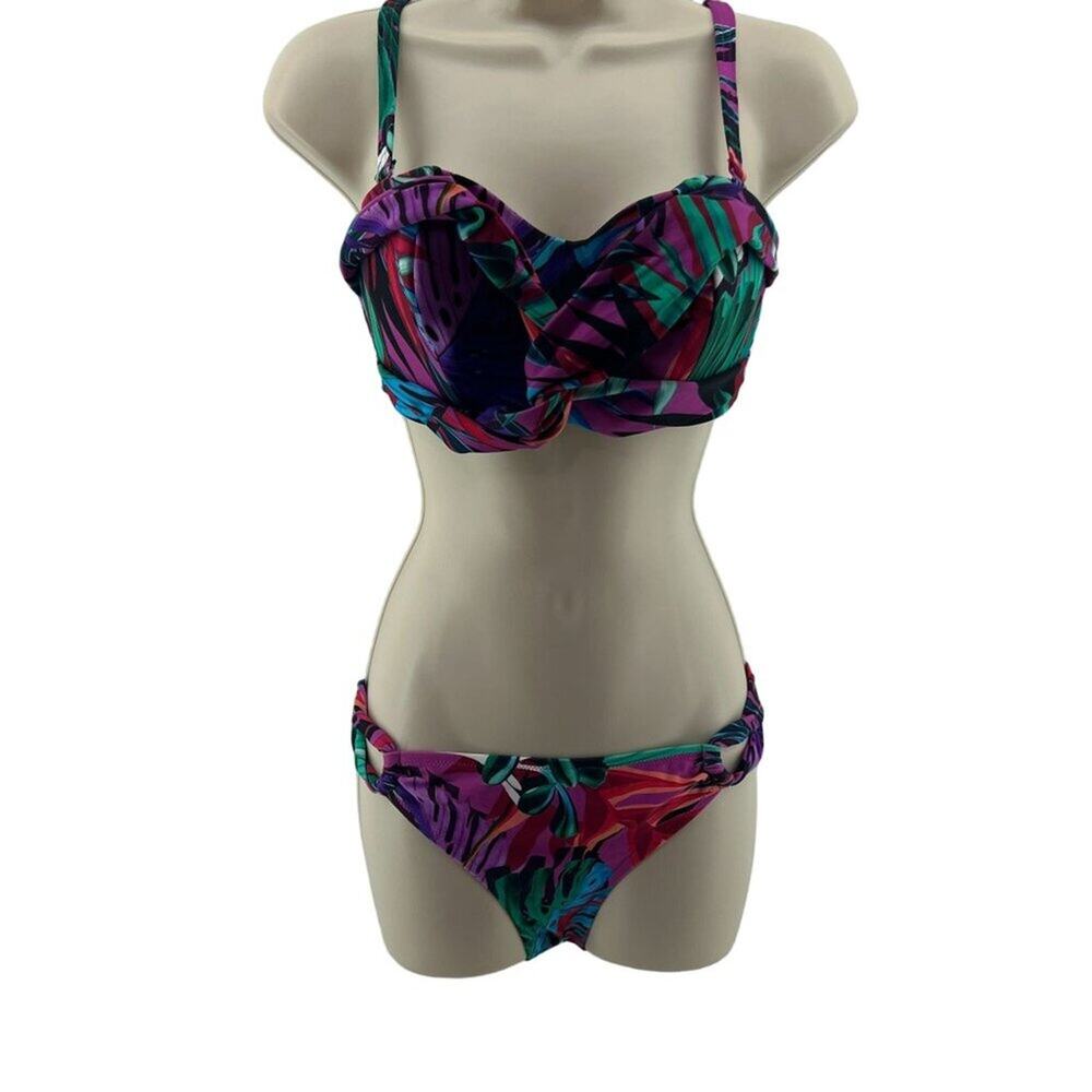 Figleaves Fuller Bust Bahama Palm Underwire Bandeau Bikini Top Womens Size 34DD